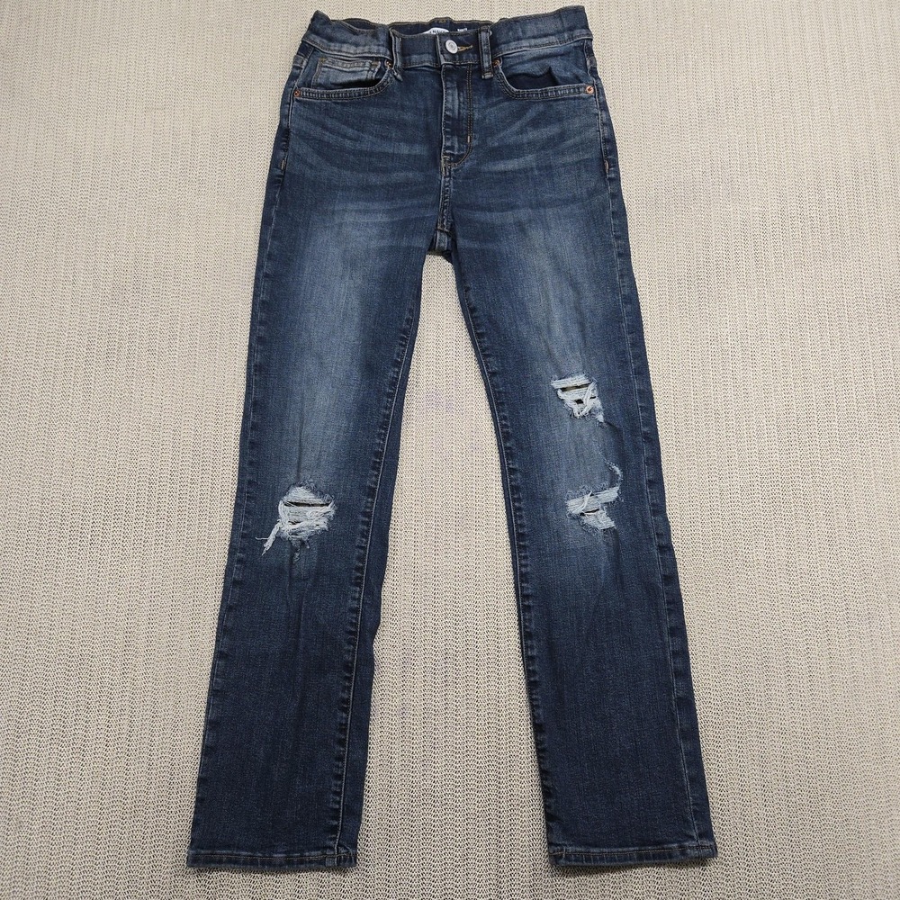 Old Navy Jeans Boys 12 Blue Karate Slim Built-In Flex Max Distressed Ripped